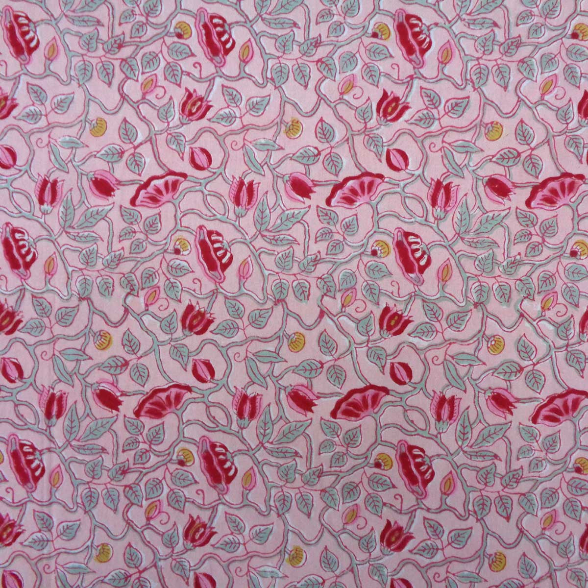 Hand Block Printed Cotton Tablecloth 180x270 cms | Waterlily Pink Gud 906174