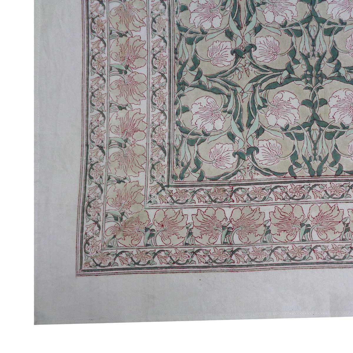 Hand Block Printed Cotton Tablecloth 180x340 cms | Bauhaus Beige Gud 505032