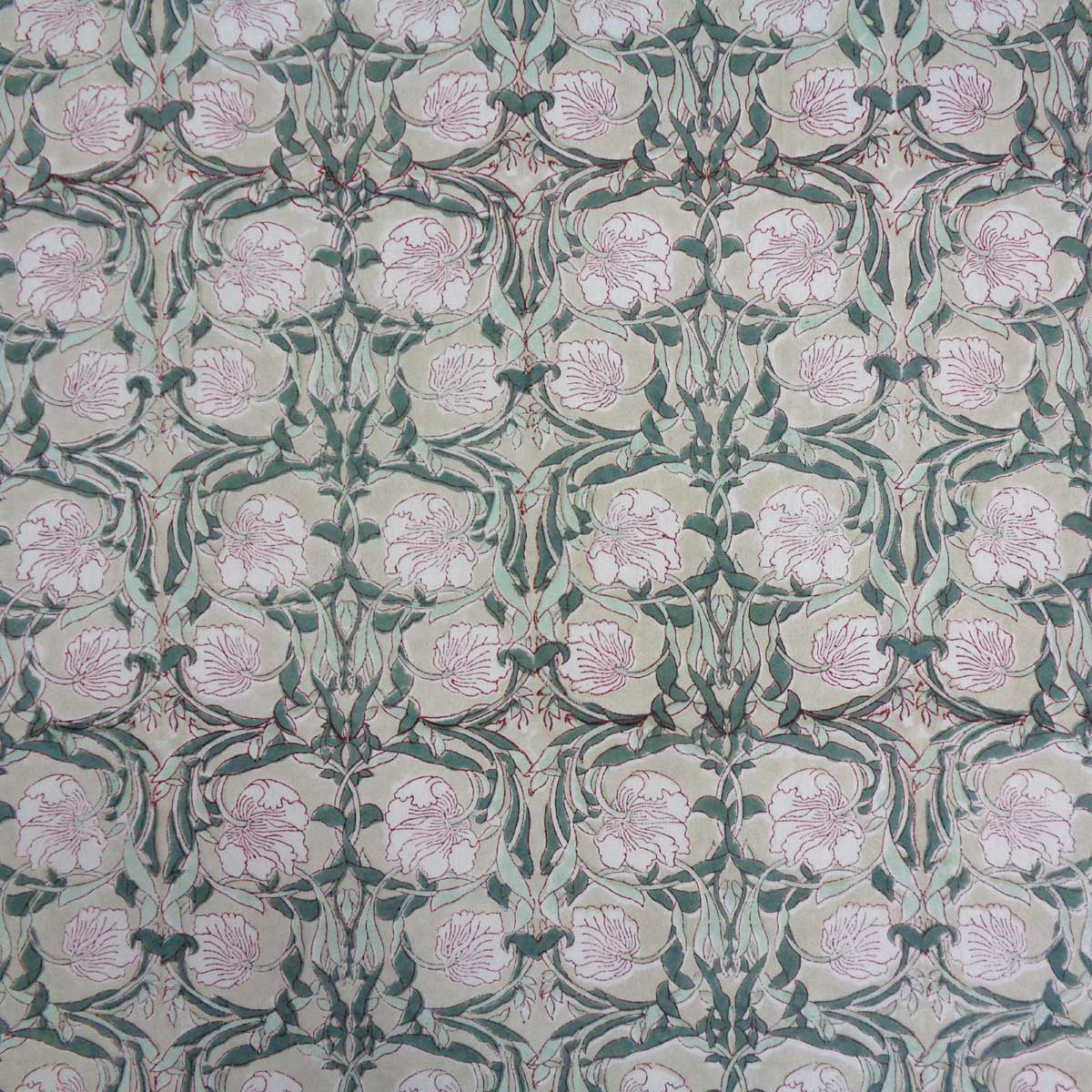 Hand Block Printed Cotton Tablecloth 180x340 cms | Bauhaus Beige Gud 505032