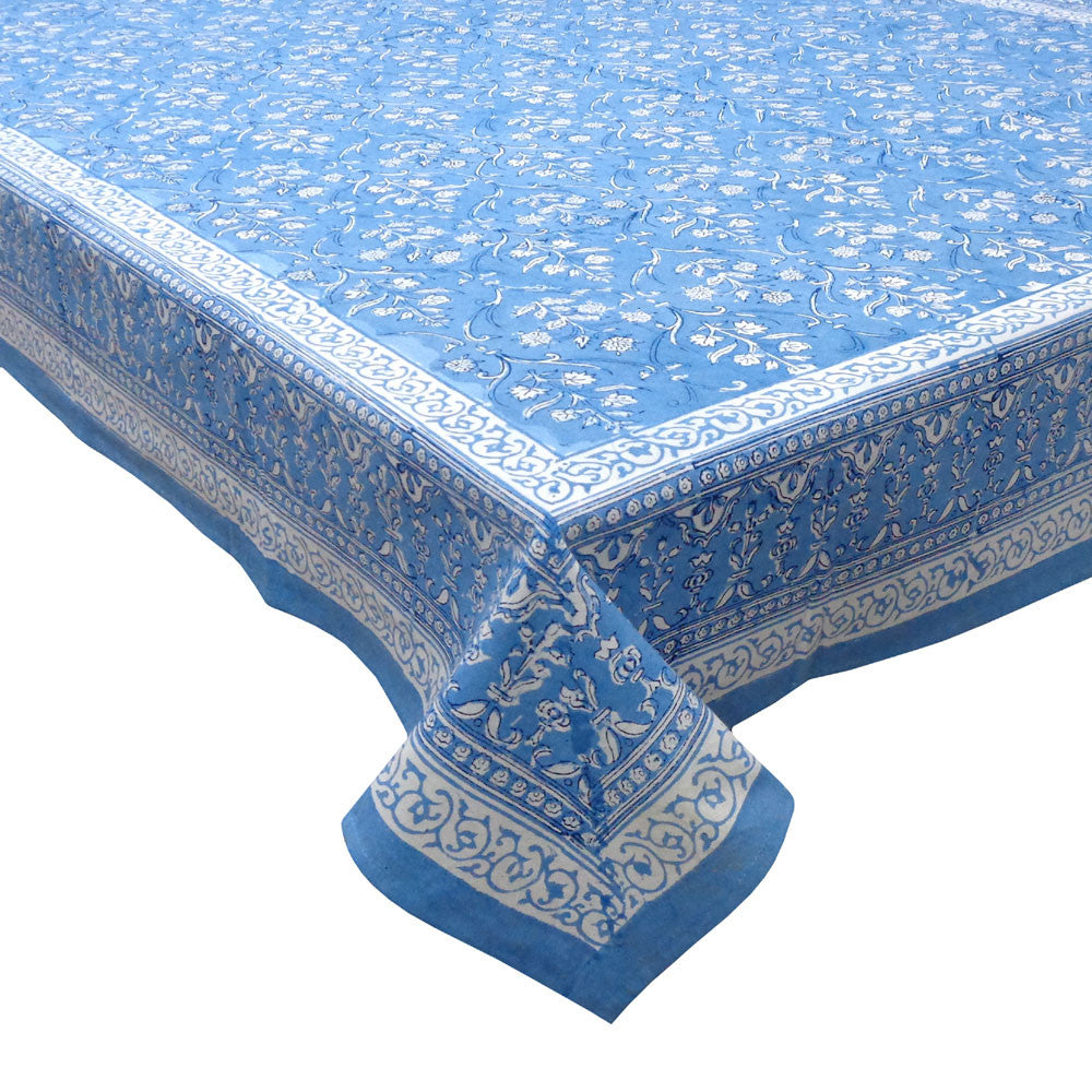 Hand Block Printed Cotton Tablecloth 180x340 cms | Vine Leaf Alaskan Gud 600969