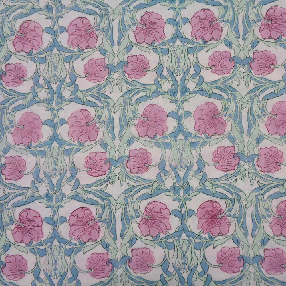 Hand Block Printed Cotton Tablecloth 180x340 cms |Bauhaus Pink Flower 601774