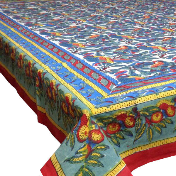 Hand Block Printed Cotton Tablecloths 150x220 | Love Bird 302156