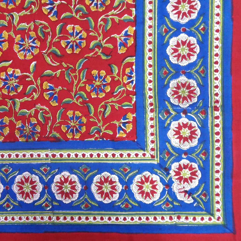 Hand Block Printed Cotton Tablecloths 150x220 cms | Chakri Red Gud 101748