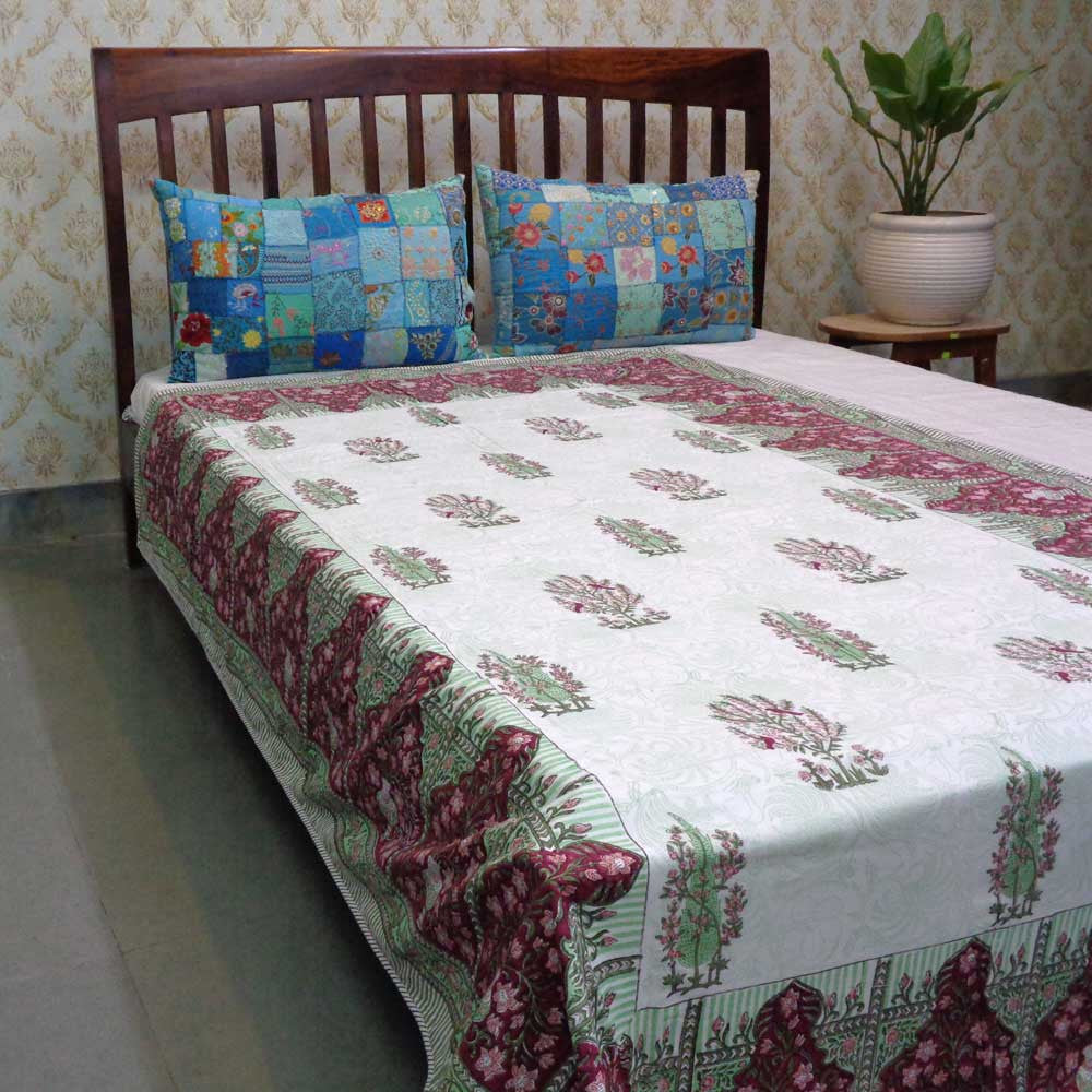 Hand Block Printed Cotton Twin Size Dohar | Chakri Phool 230848