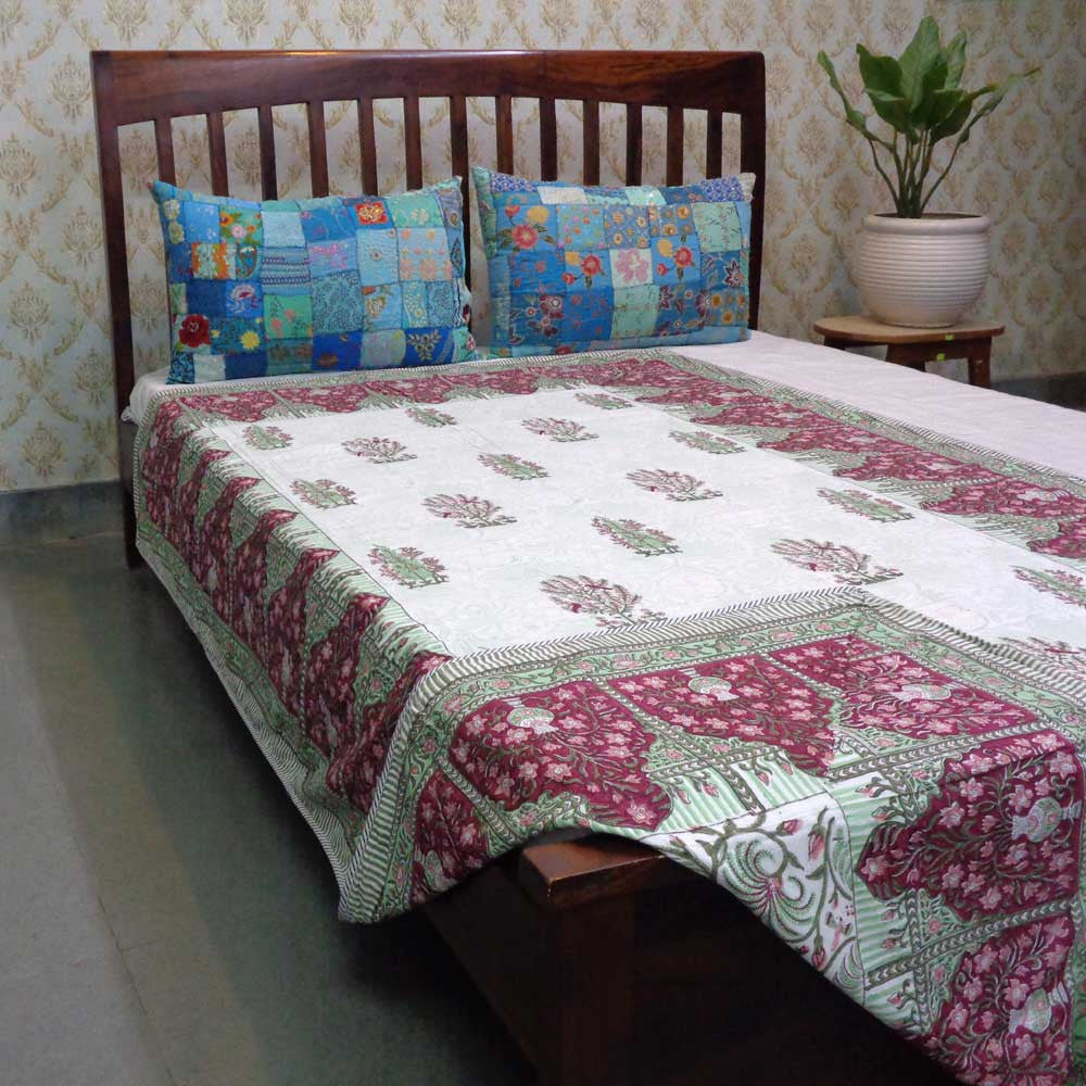 Hand Block Printed Cotton Twin Size Dohar | Chakri Phool 230848