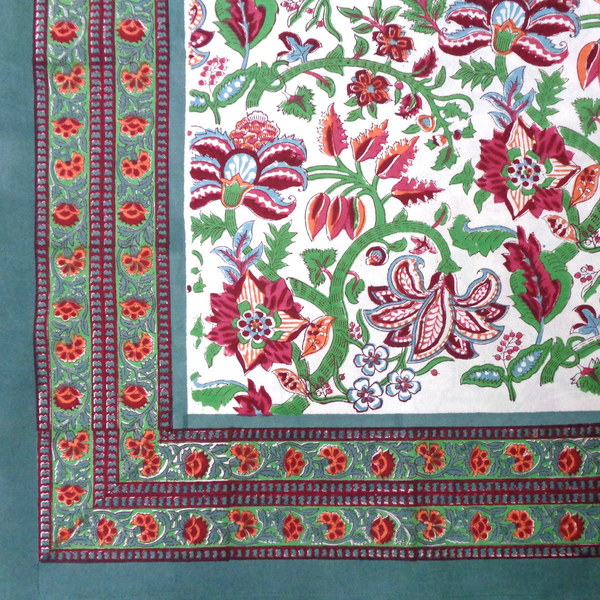 Hand Block PrintedTablecloth 180x270 cms | Anarkali Green Open 106822