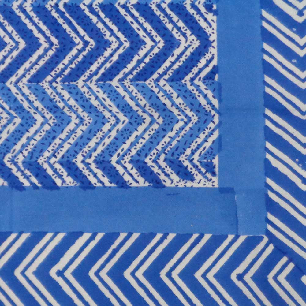 Hand Block PrintedTablecloth 180x270 cms | Chevron Blue 107041