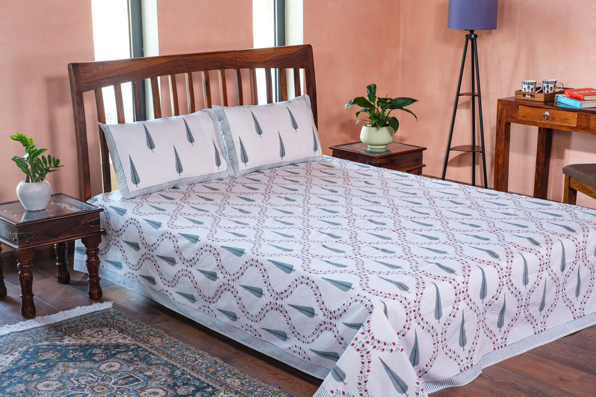 Queen Size Percale Fine Cotton Bedspread with 2 Pillow Cases | 100873