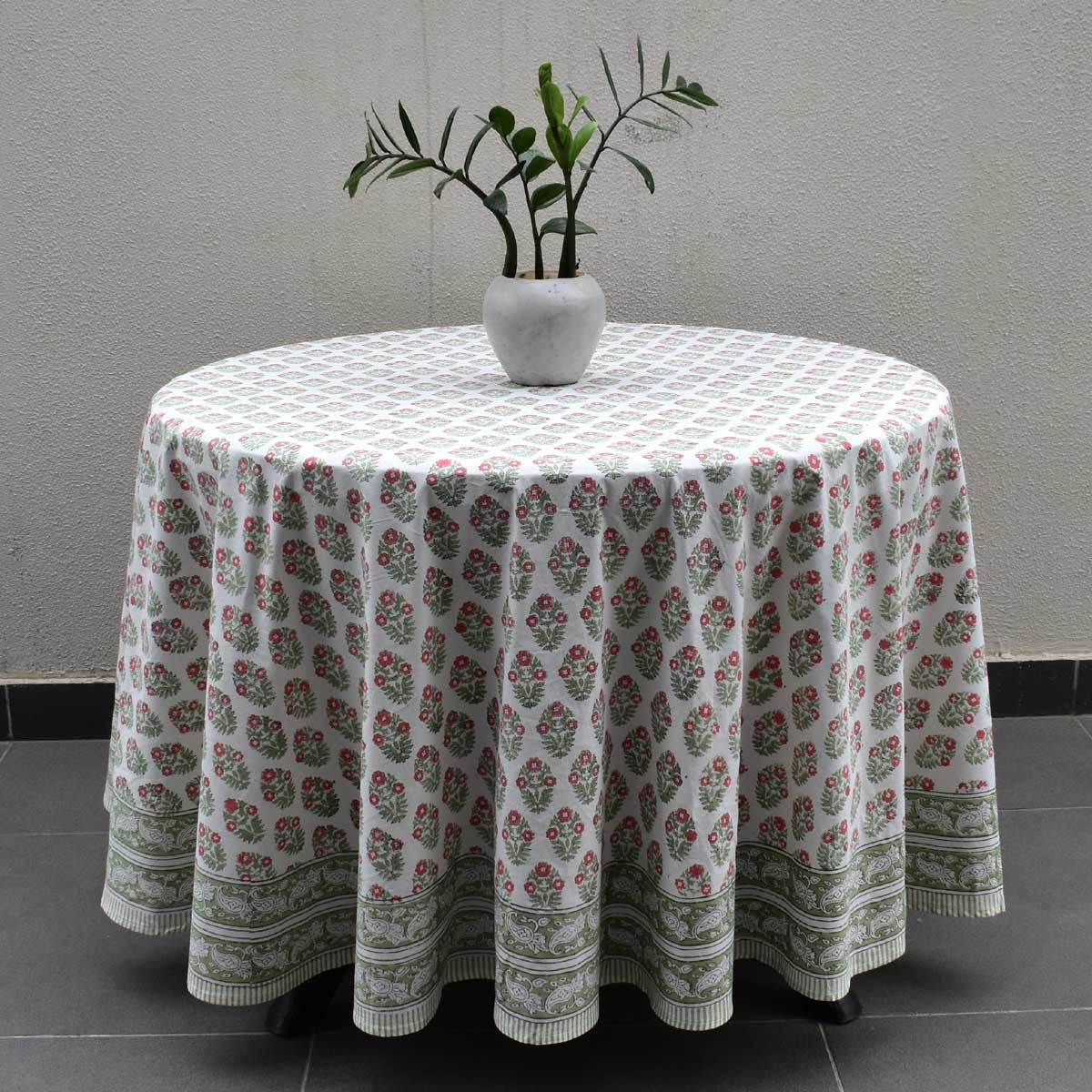 Round 220 cms Cotton French Design Table Cover | Boota Georgia 202403