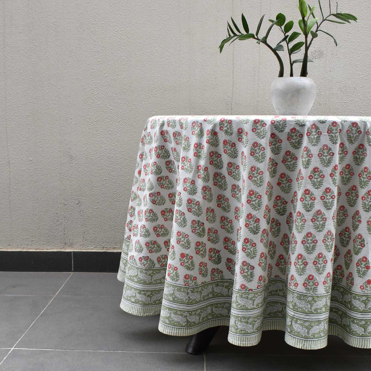 Round 220 cms Cotton French Design Table Cover | Boota Georgia 202403