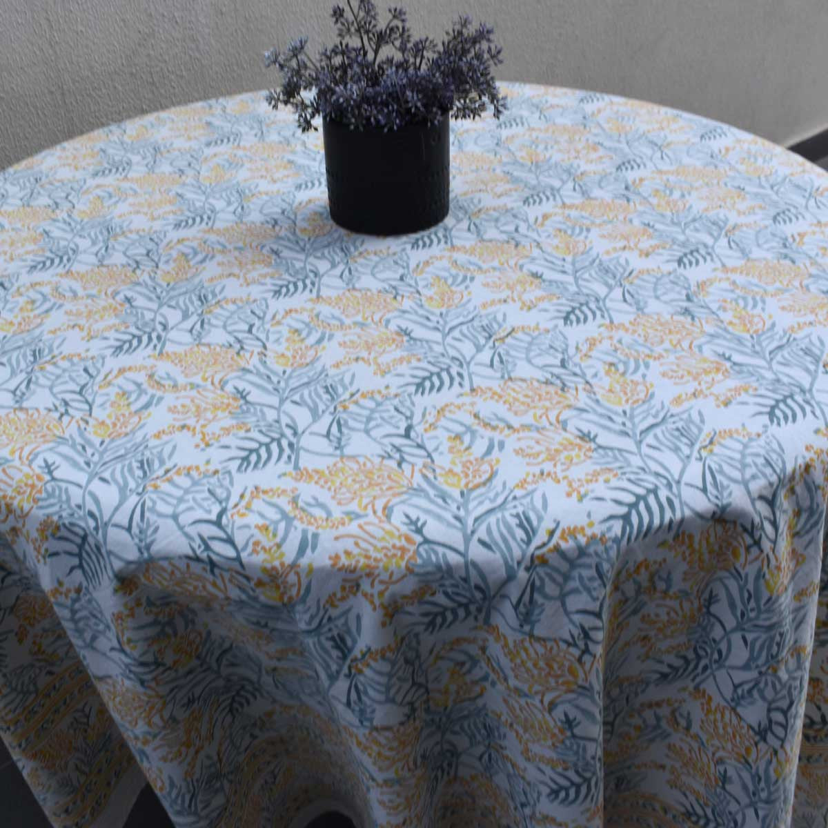 Round 220 cms Cotton French Design Table Cover | Lilas Amber 202507