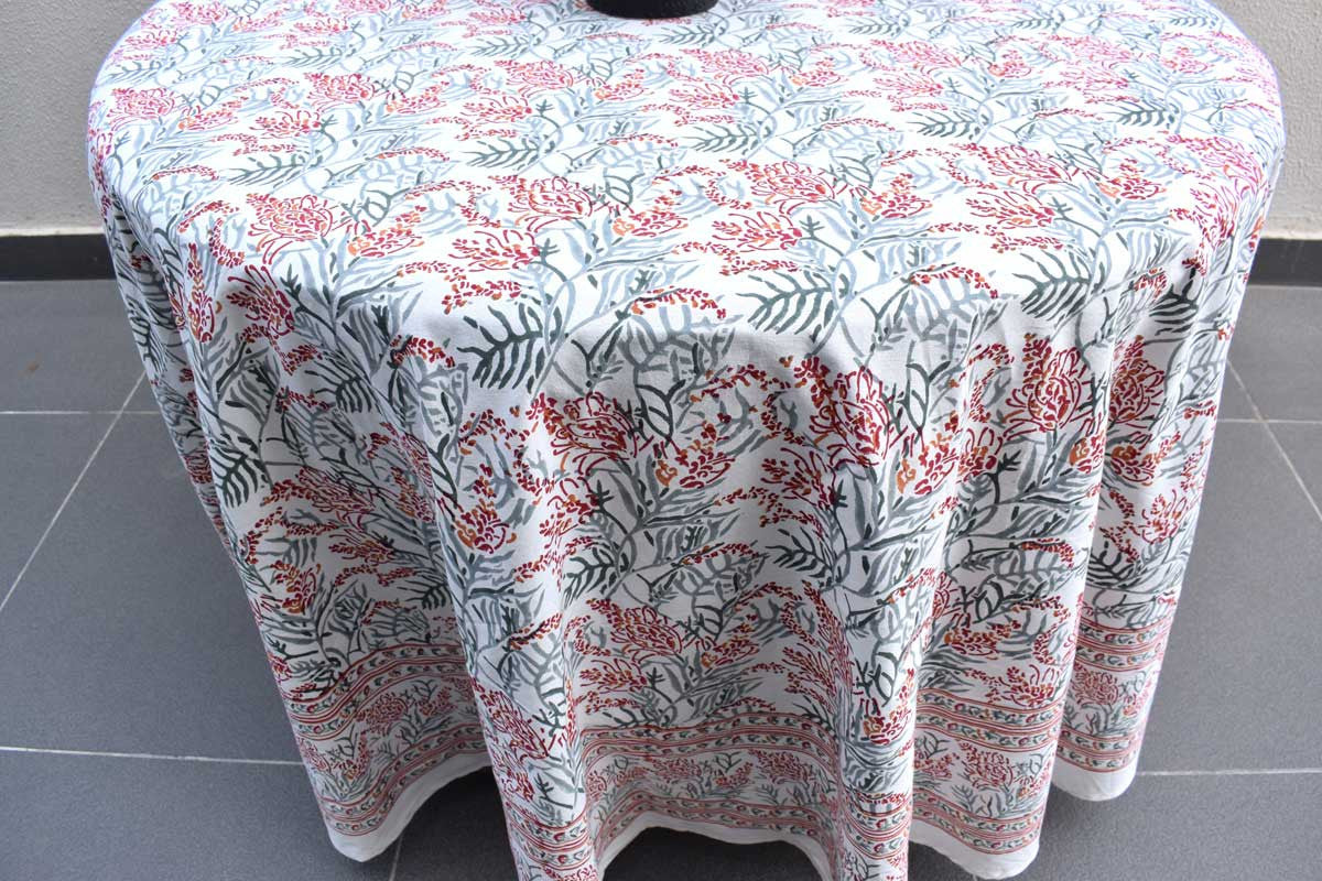 Round 220 cms Cotton French Design Table Cover | Lilas Tango Lily 202508