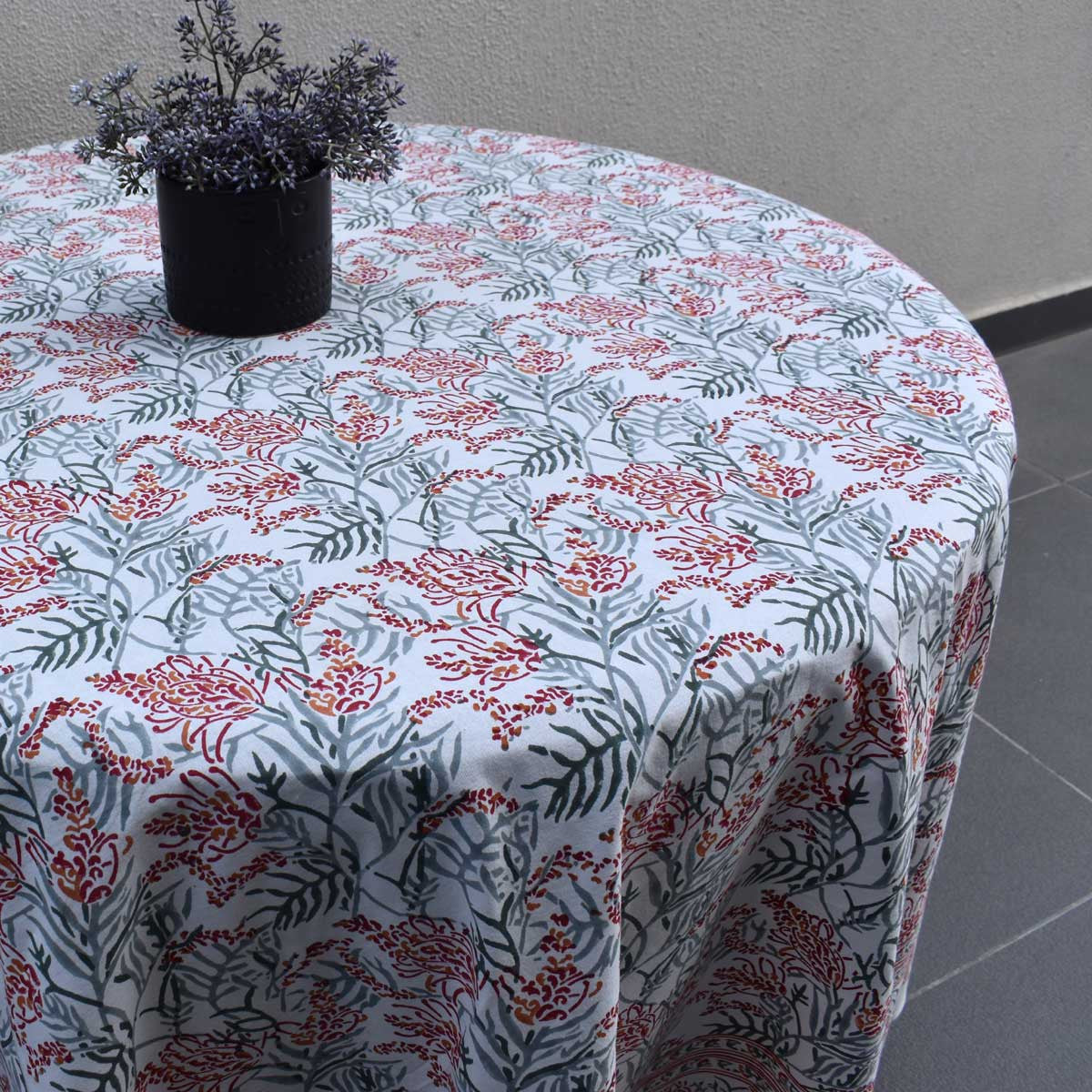 Round 220 cms Cotton French Design Table Cover | Lilas Tango Lily 202508
