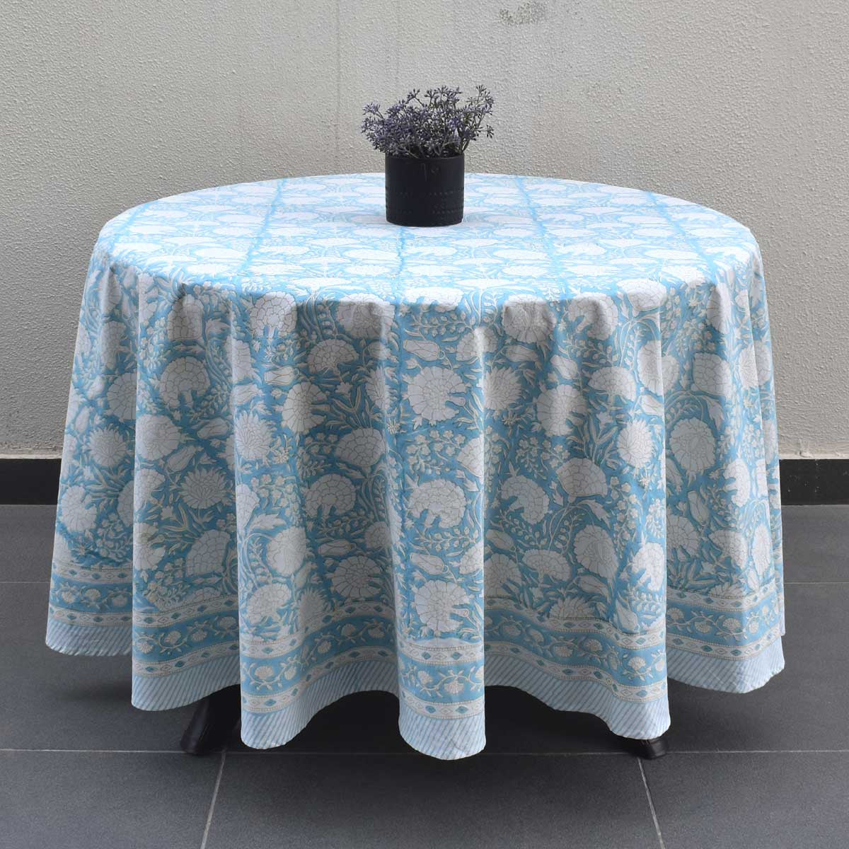 Round 220 cms Cotton French Design Table Cover | Reshma Summer Song 202514