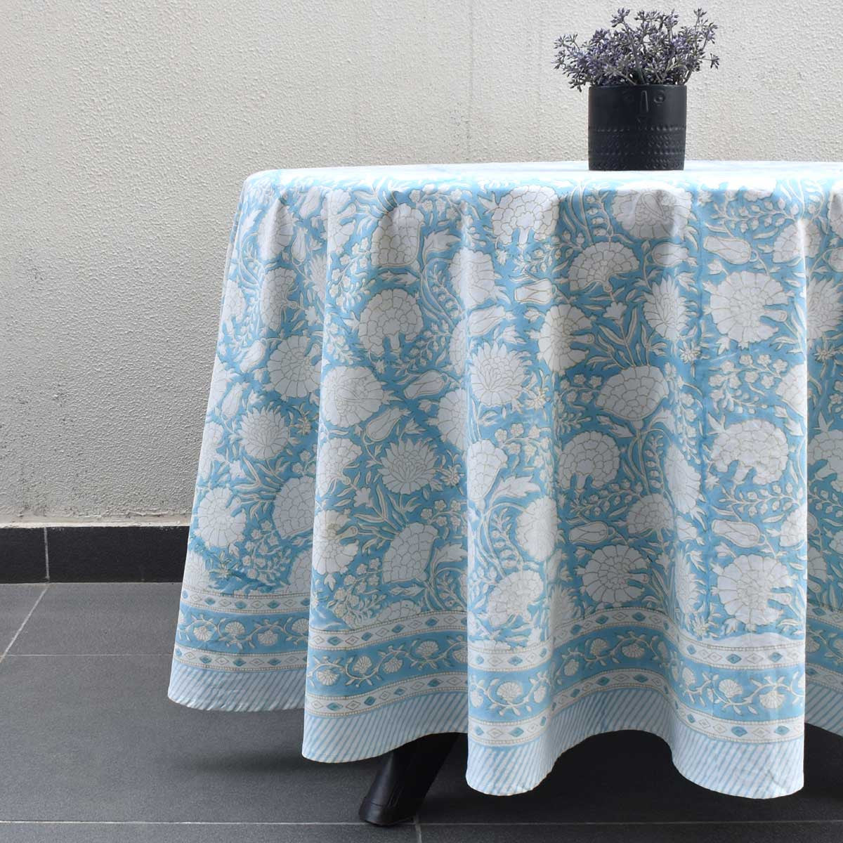 Round 220 cms Cotton French Design Table Cover | Reshma Summer Song 202514