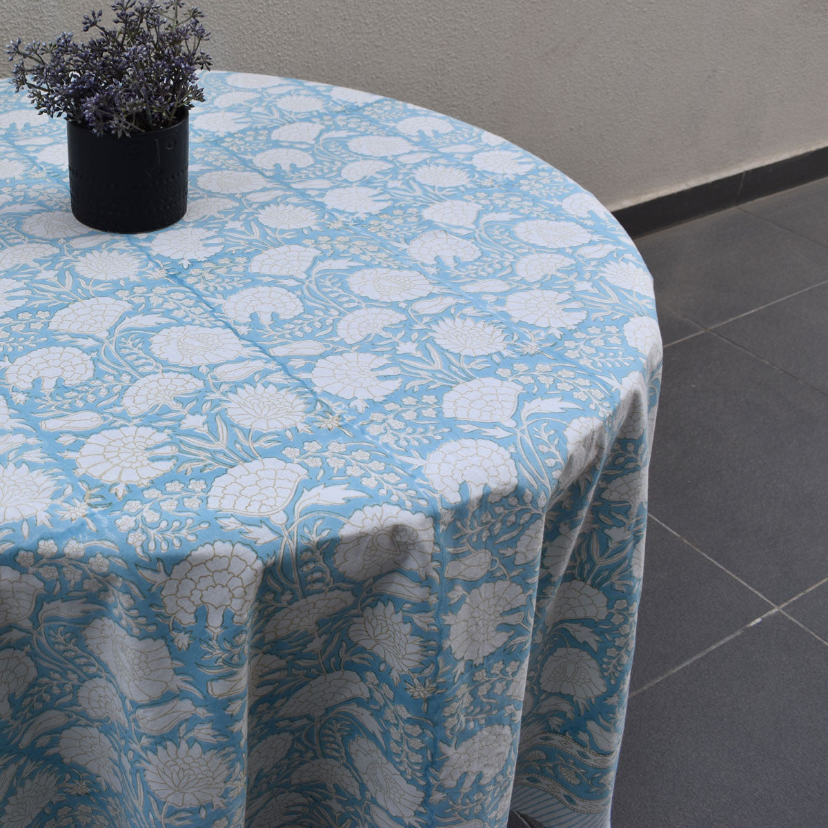 Round 220 cms Cotton French Design Table Cover | Reshma Summer Song 202514