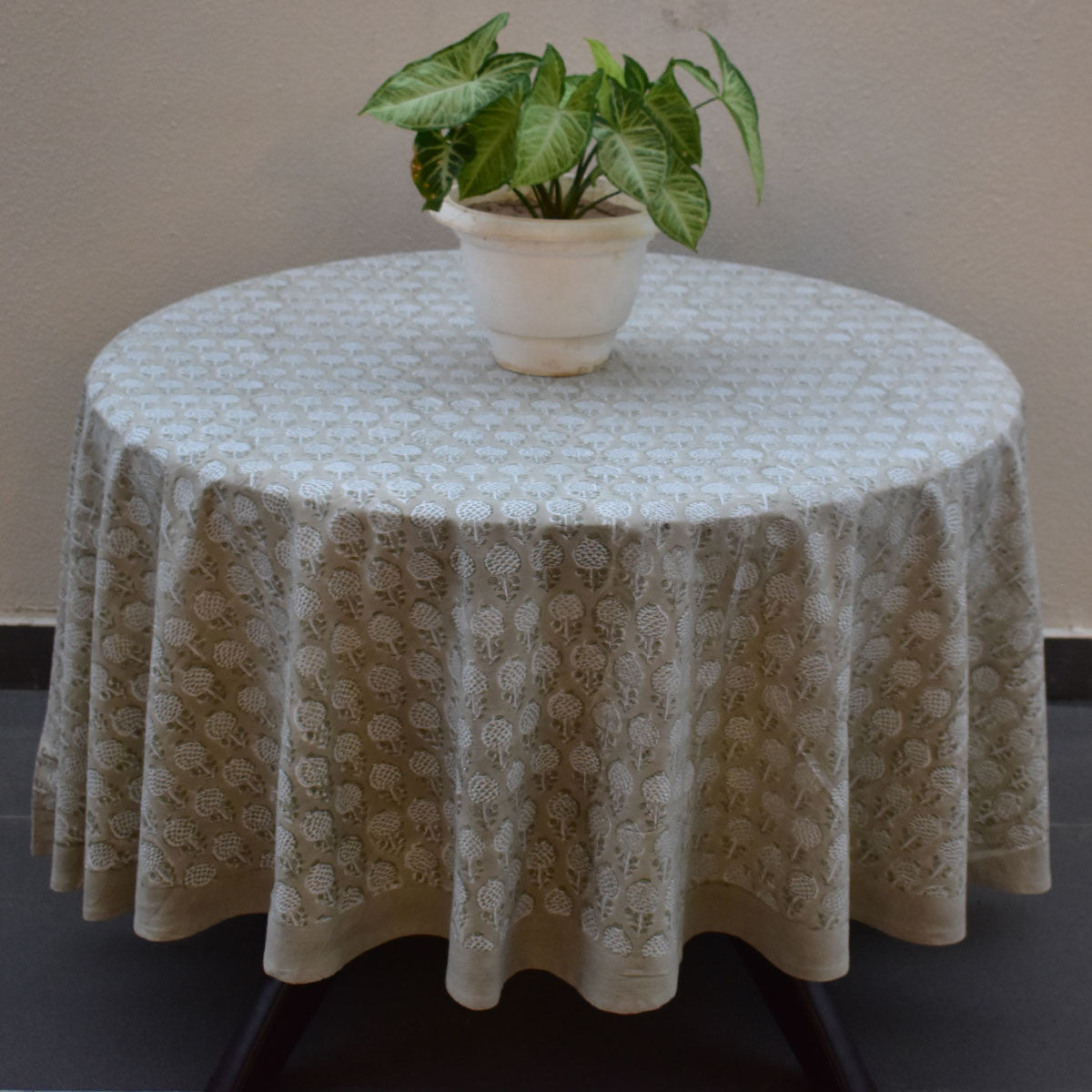 Round 220 cms Cotton French Design Table Cover | Sandstone Grove 202410