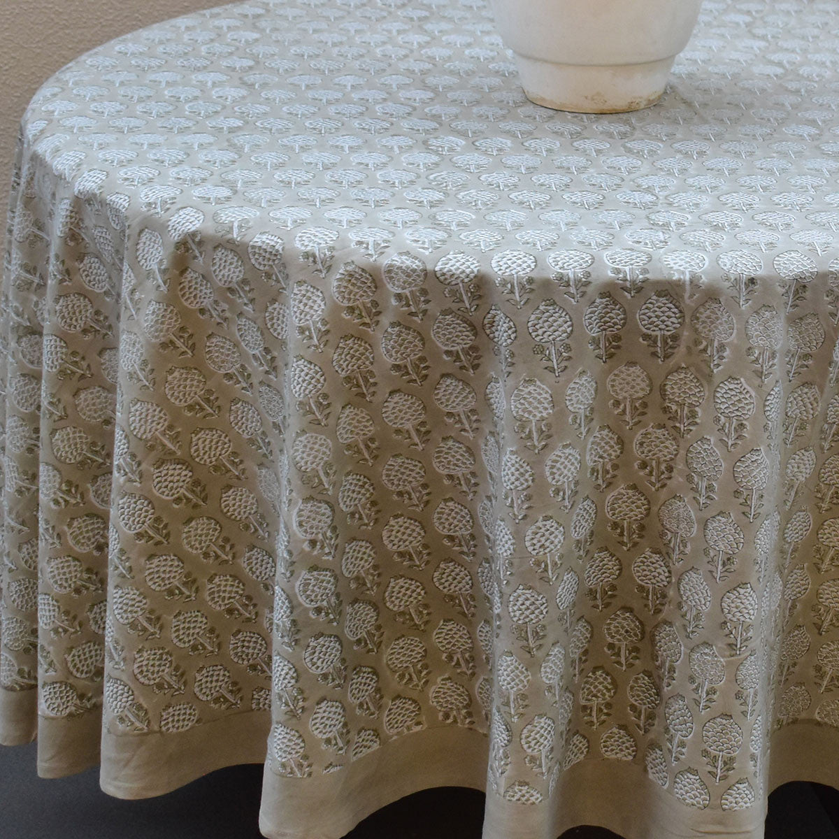 Round 220 cms Cotton French Design Table Cover | Sandstone Grove 202410