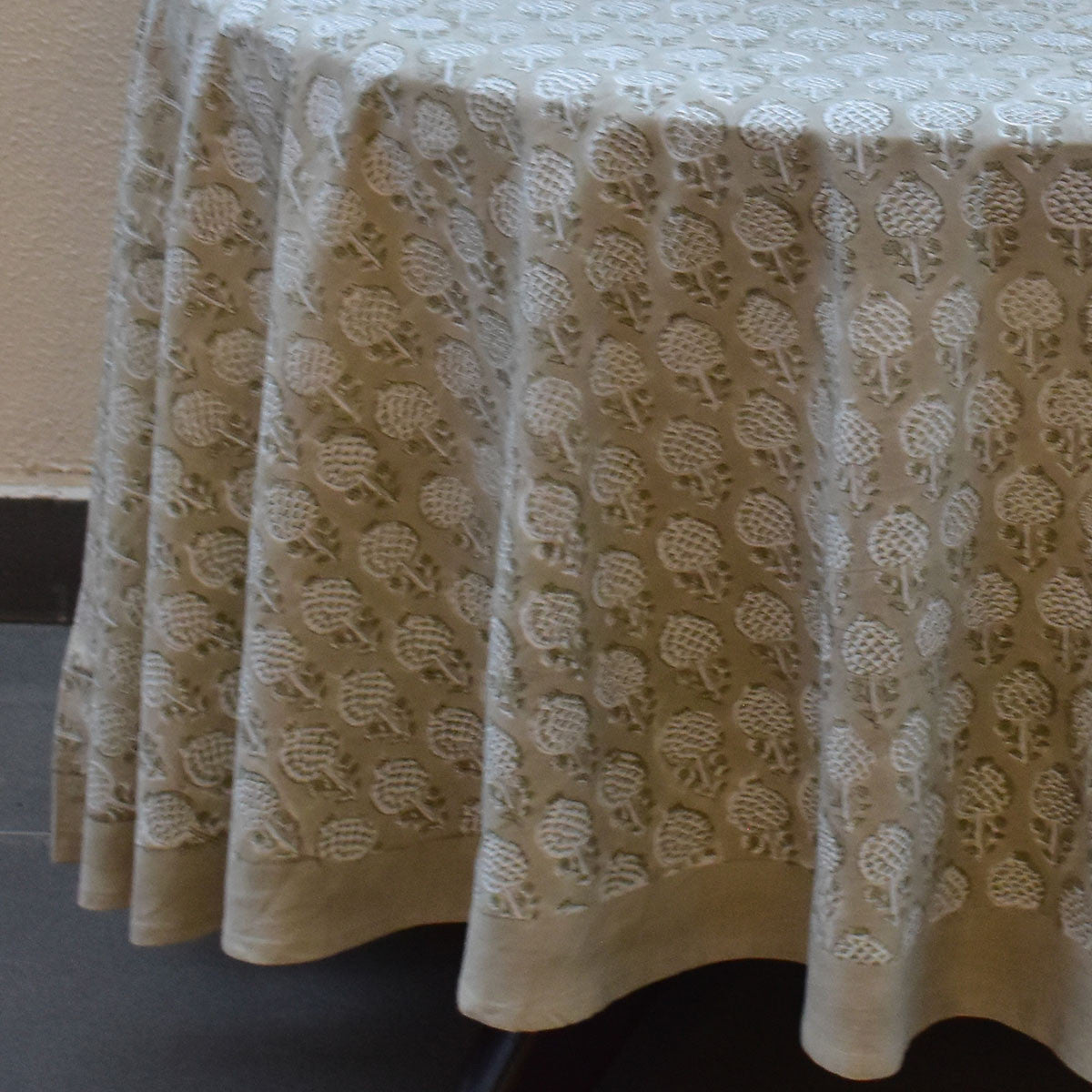 Round 220 cms Cotton French Design Table Cover | Sandstone Grove 202410