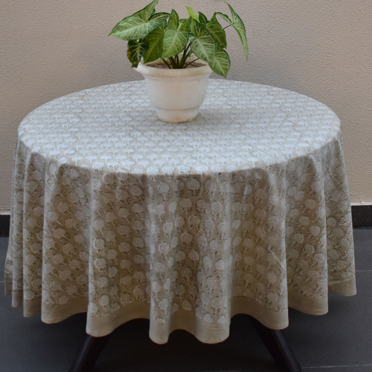 Round 220 cms Cotton French Design Table Cover | Sandstone Grove 202410