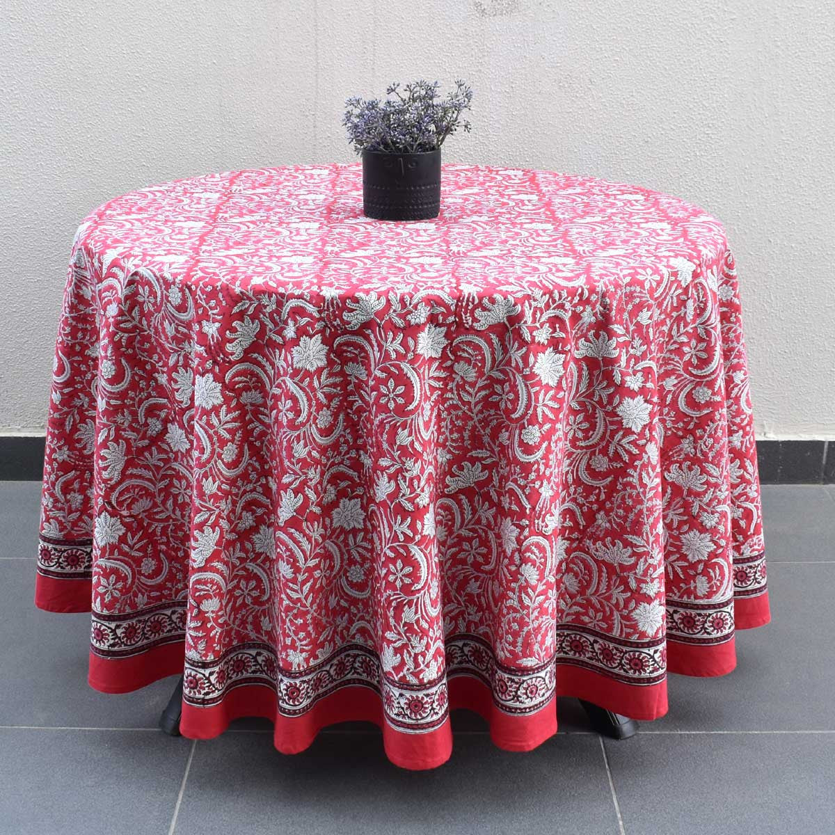 Round 220 cms Cotton French Design Table Cover | Wild Flower Christmas 202515