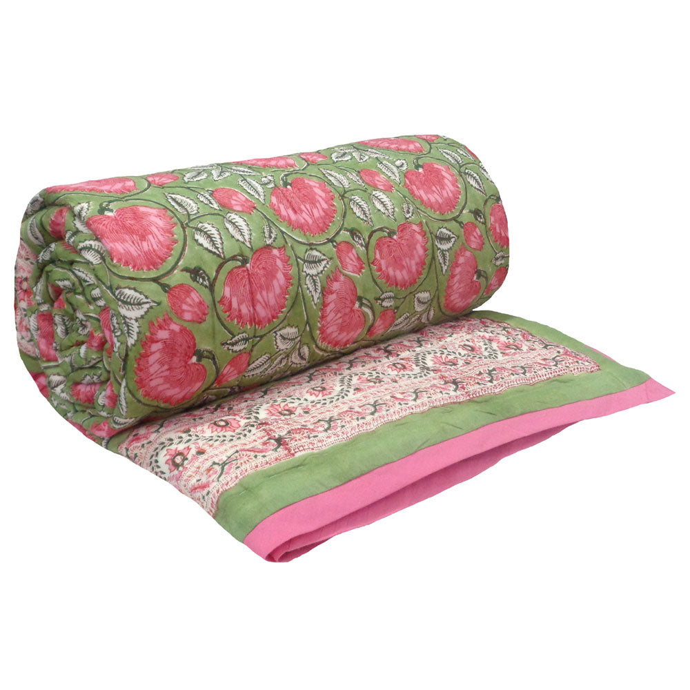 Queen Size Soft Cotton Quilt Handmade | Kamal Gulabi 00568