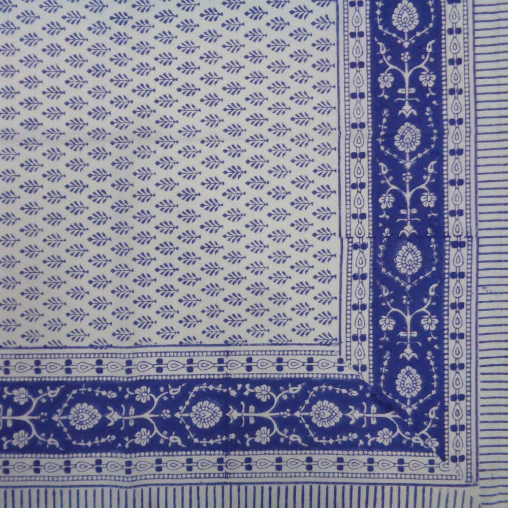 Tablecloth 12 seater in Cotton Hand Block Printed Cotton Tablecloth 180x340 cms | Neem Estate Blue 10278