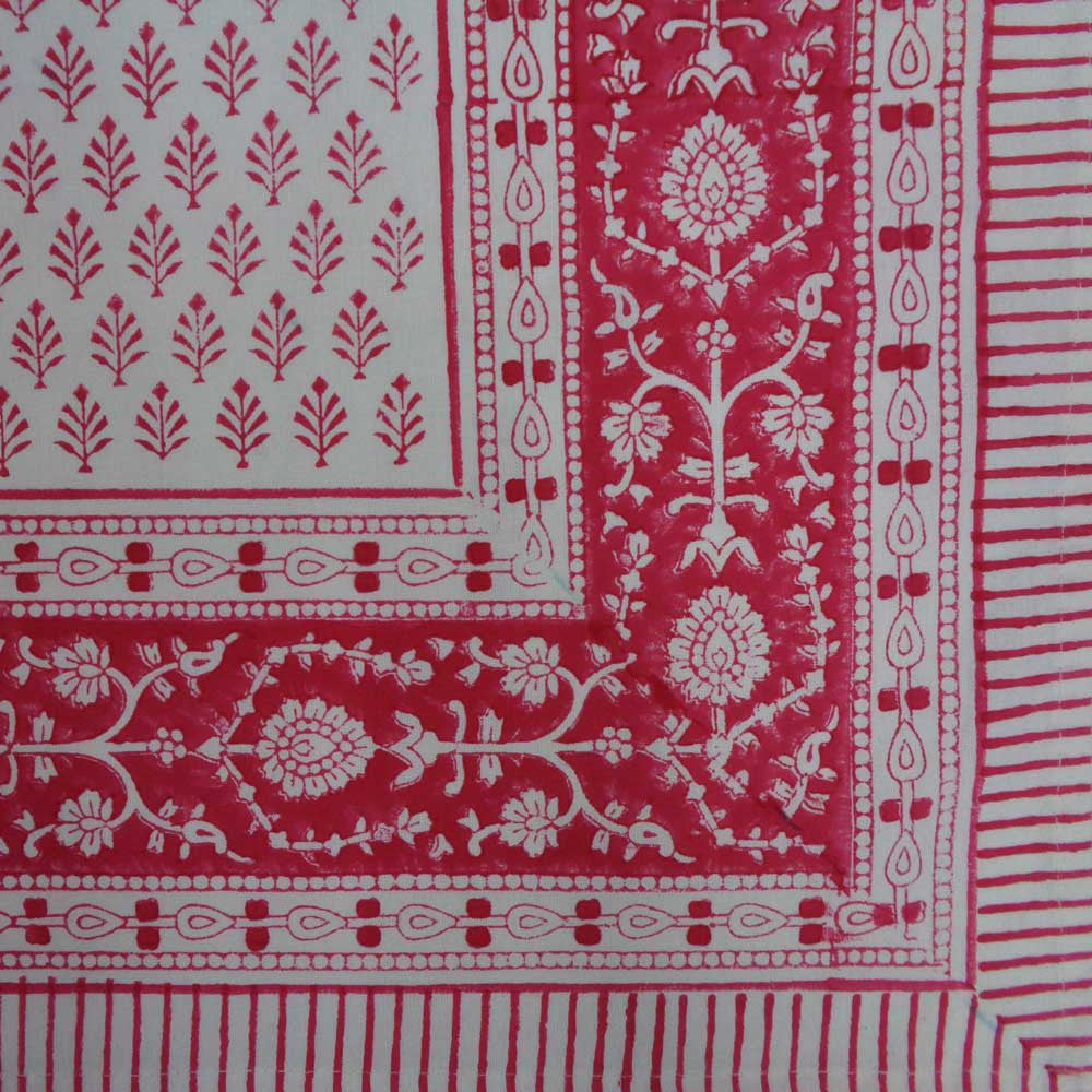 Tablecloth 12 seater in Cotton Hand Block Printed Cotton Tablecloth 180x340 cms | Neem Raspberry 204714