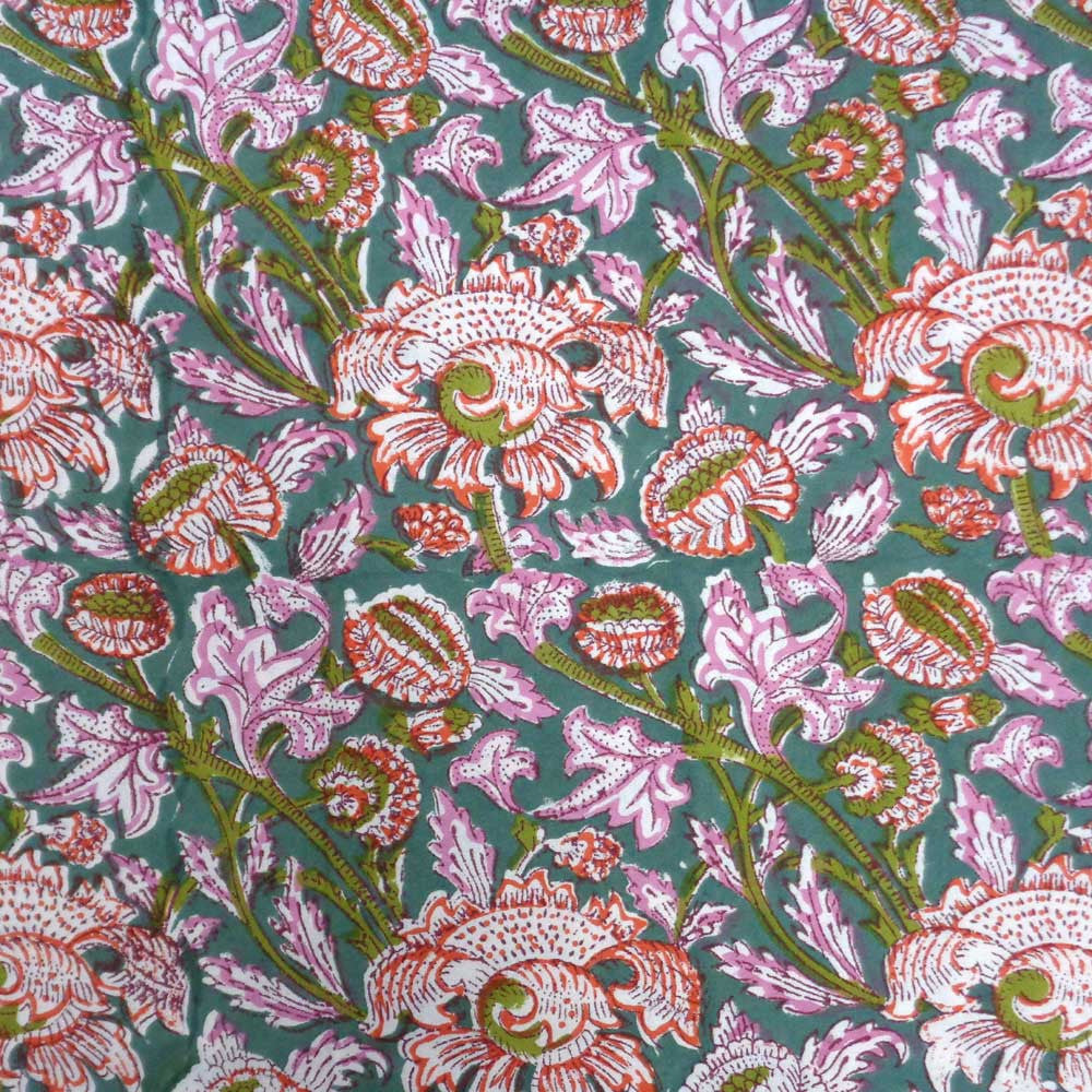 Tablecloth Block Printed in Cotton | Amarnath Green Gud 109001