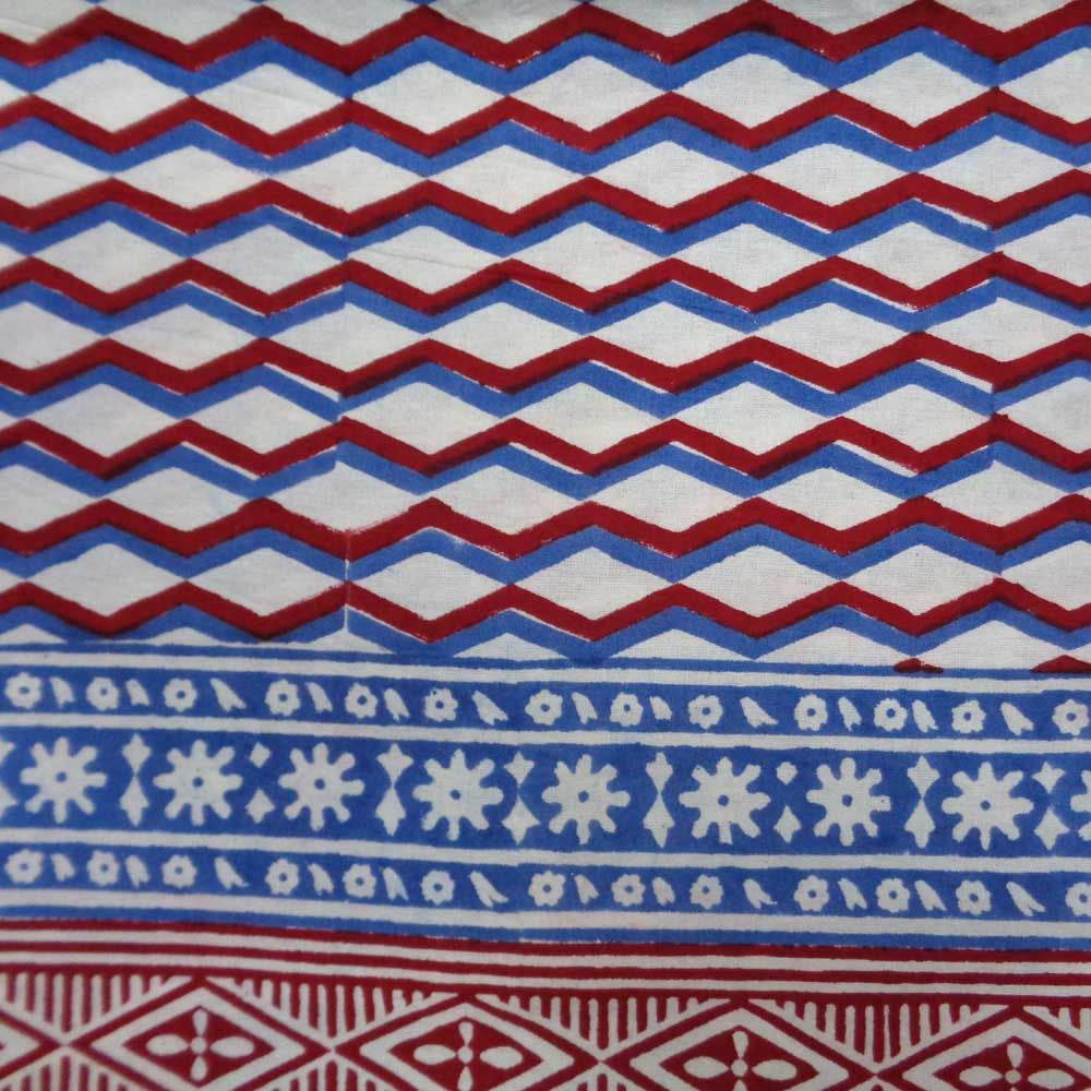 Tablecloth Block Printed in Cotton | Chevron Wave 5222