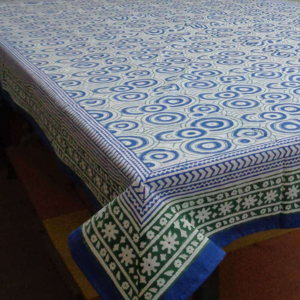 Tablecloth Block Printed in Cotton | Geo Circle 5199