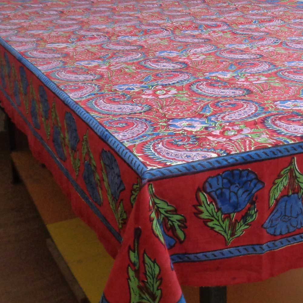 Tablecloth Block Printed in Cotton | Lai Ambi Mehrab 8062