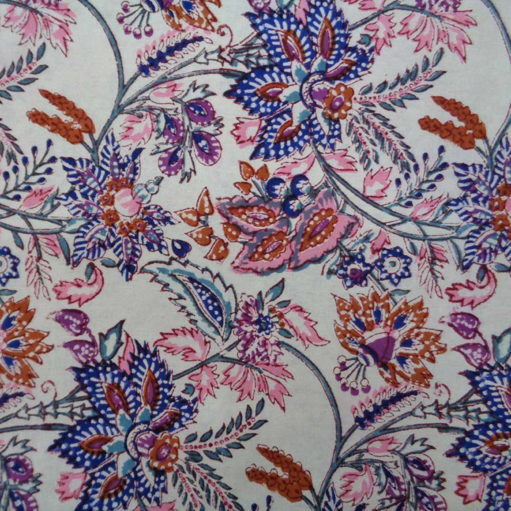 Tablecloth Block Printed in Cotton | Misty Open 0903