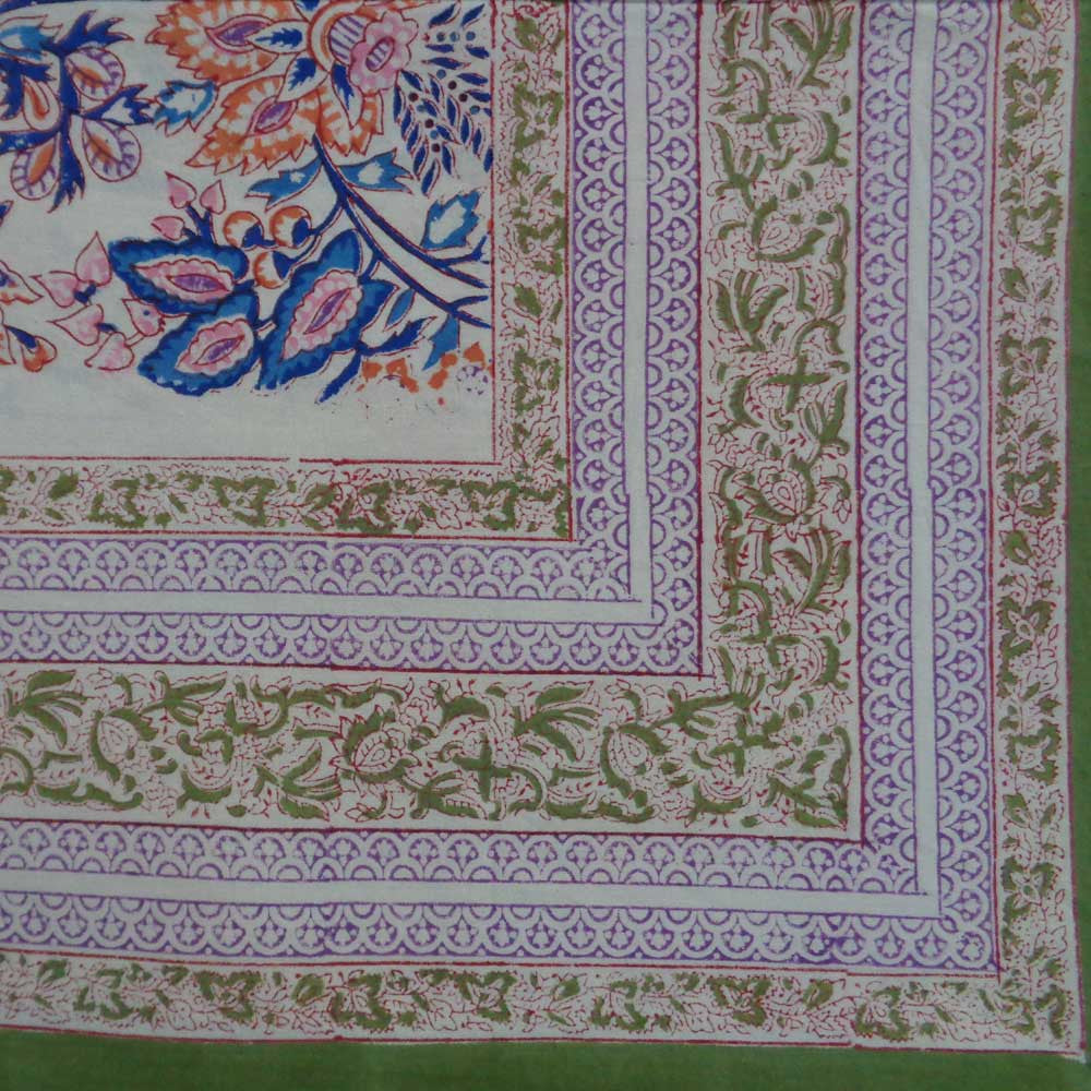 Tablecloth Block Printed in Cotton | Misty Open 0903