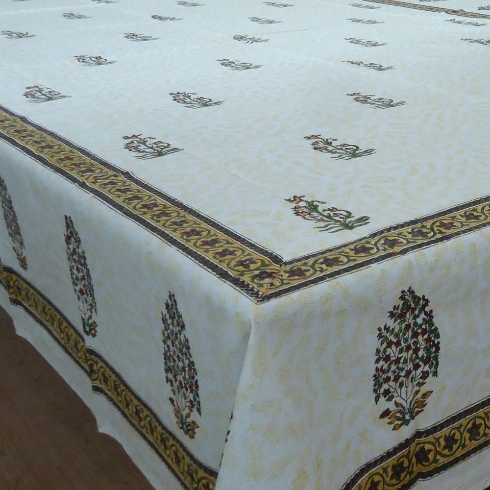 Tablecloth in Cotton Hand Block Printed Fern