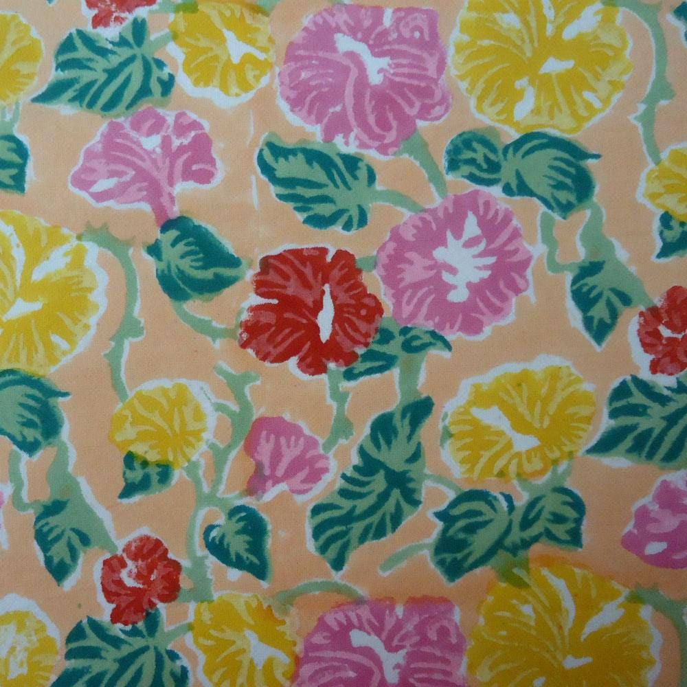 Tablecloth in Cotton Hand Block Printed Pastel Flower Gud 10378