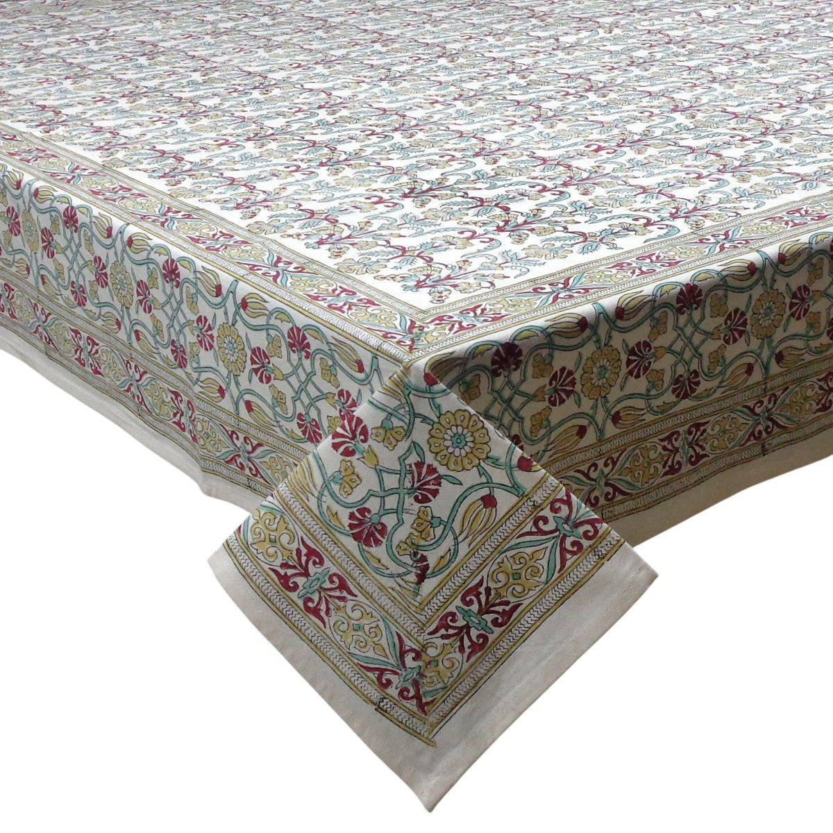 Wood Block Printed Handmade Tablecloth 150x220 cms | 100016