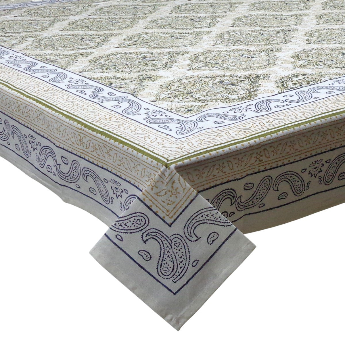 Wood Block Printed Handmade Tablecloth 150x220 cms | 109996