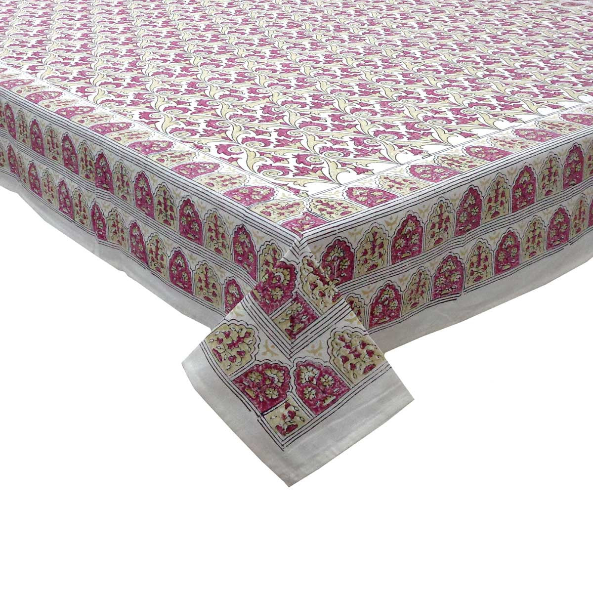 Wood Block Printed Handmade Tablecloth 150x220 cms | 504785