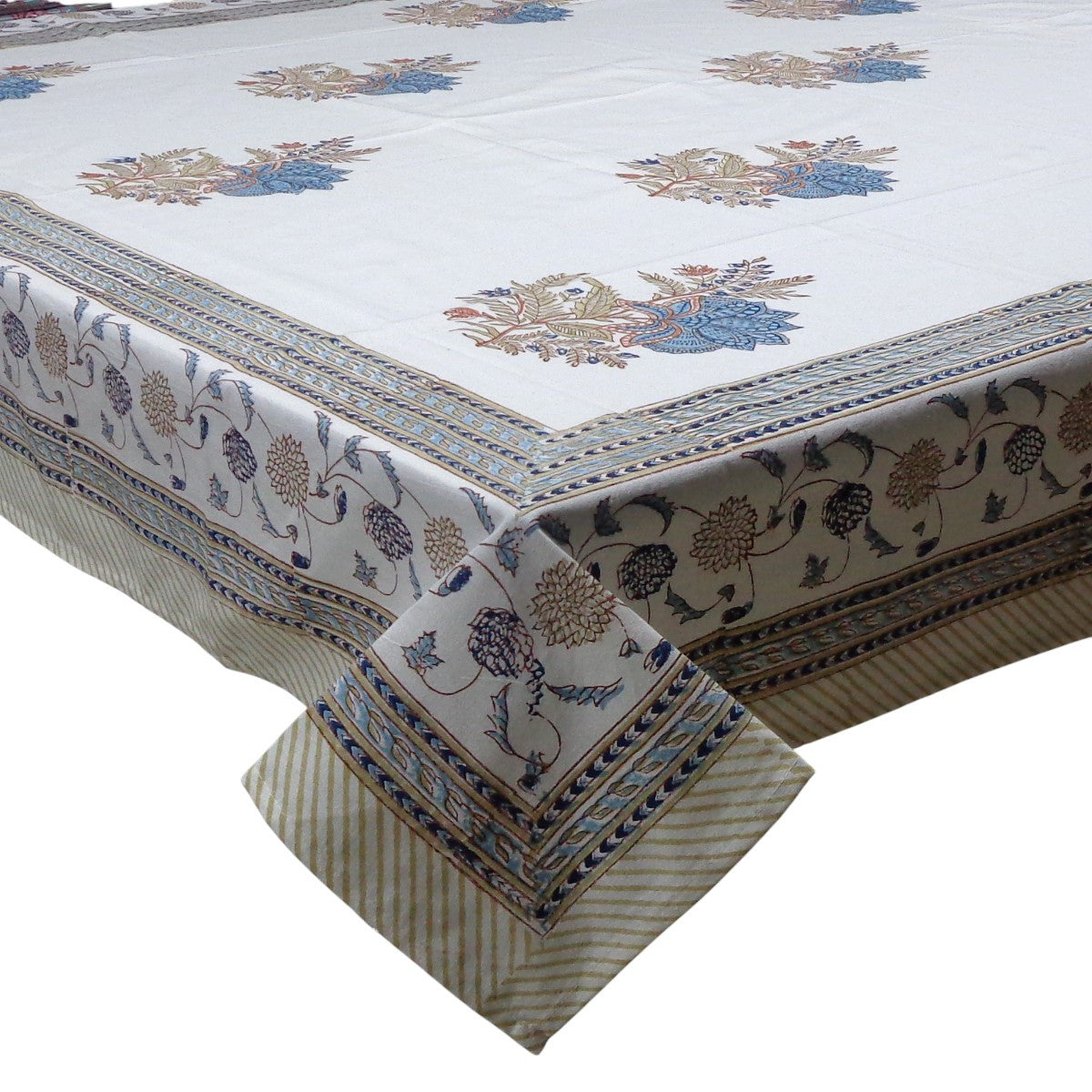 Wood Block Printed Handmade Tablecloth 150x220 cms | 900033