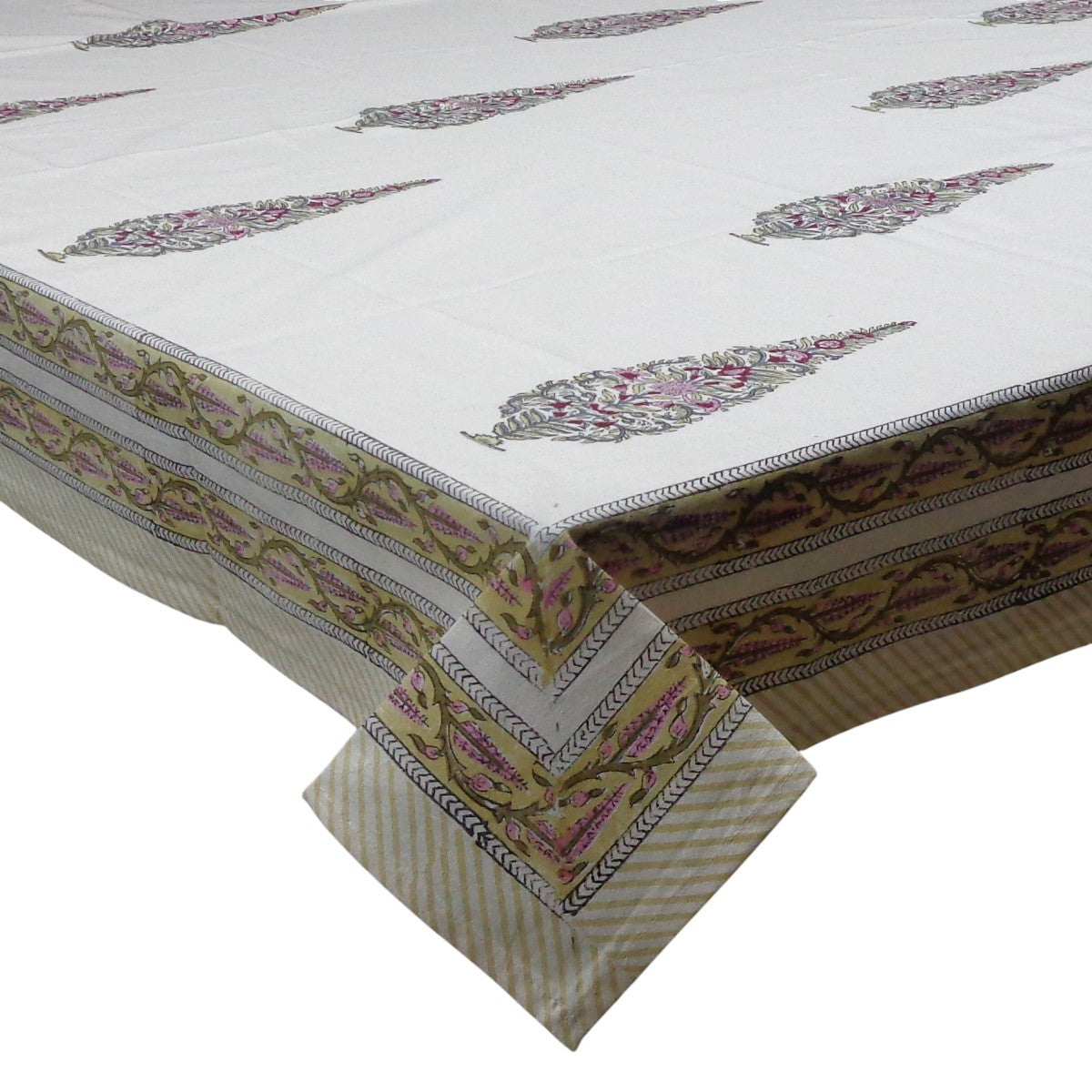 Wood Block Printed Handmade Tablecloth 150x220 cms | 900057