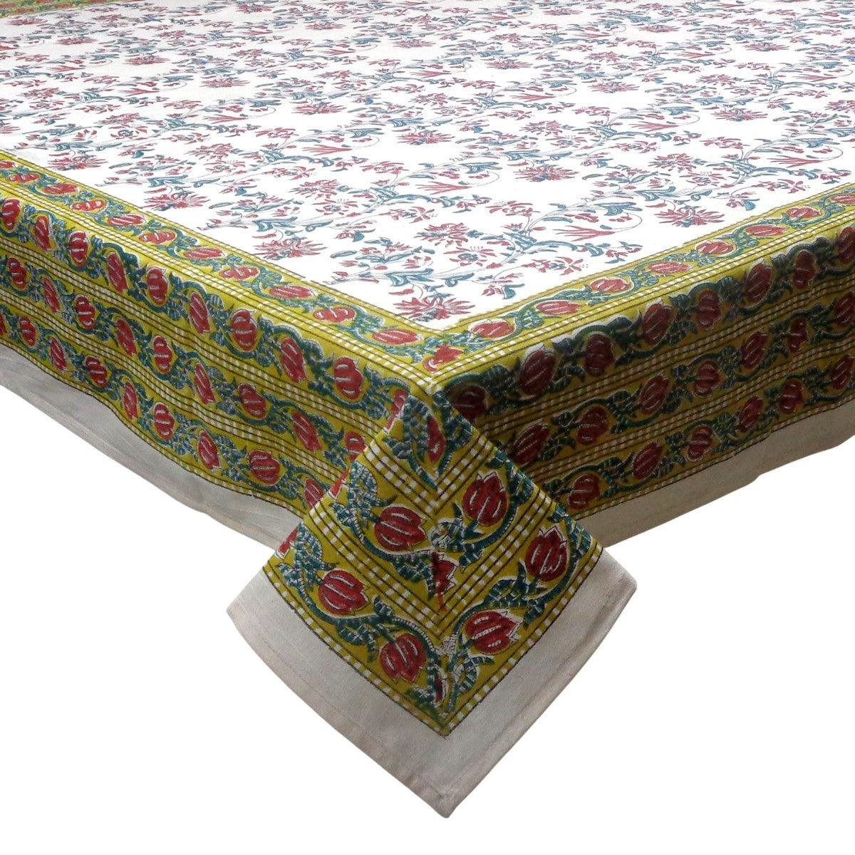 Wood Block Printed Handmade Tablecloth 150x220 cms | 909597
