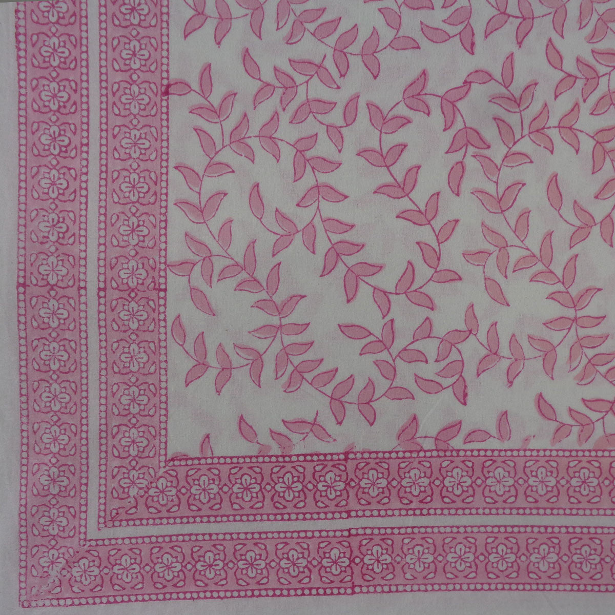 Wood Block Printed Handmade Tablecloth 150x220 cms | Blush Pink Harmony 202406
