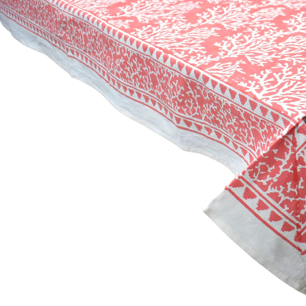 Wood Block Printed Handmade Tablecloth 150x220 cms | Coral Jaipur Pink 202528