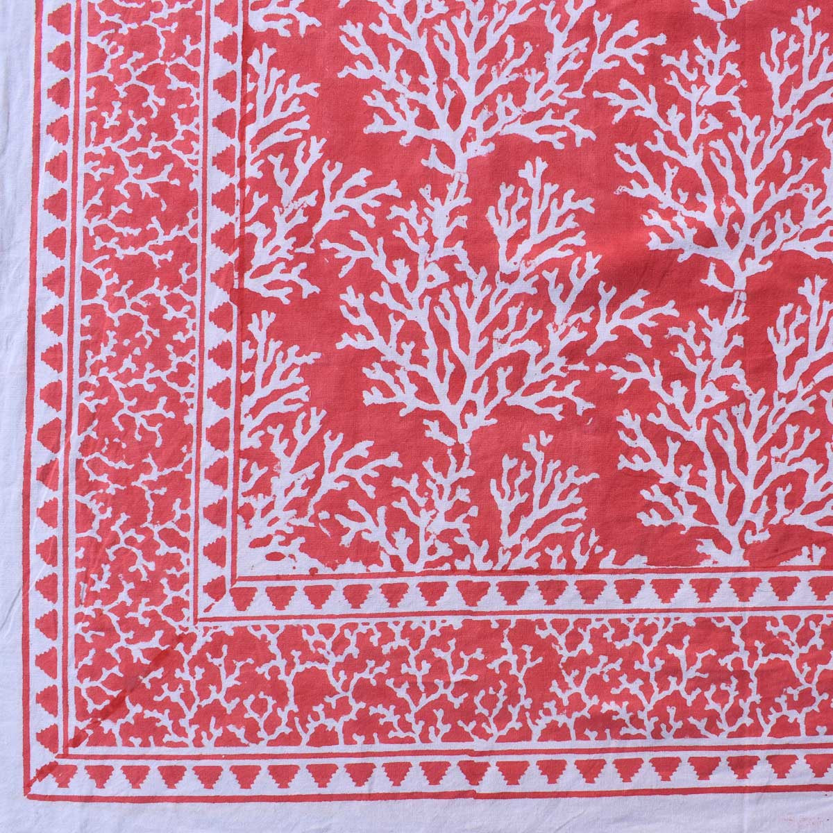 Wood Block Printed Handmade Tablecloth 150x220 cms | Coral Jaipur Pink 202528
