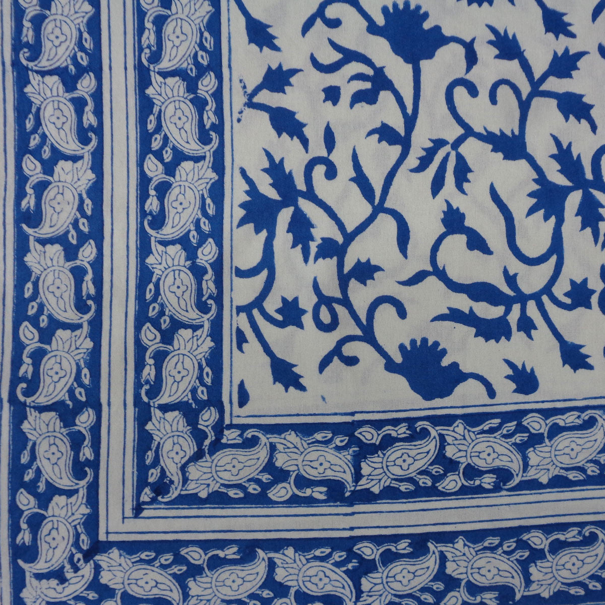 Wood Block Printed Handmade Tablecloth 150x220 cms | Indigo Royale 202409