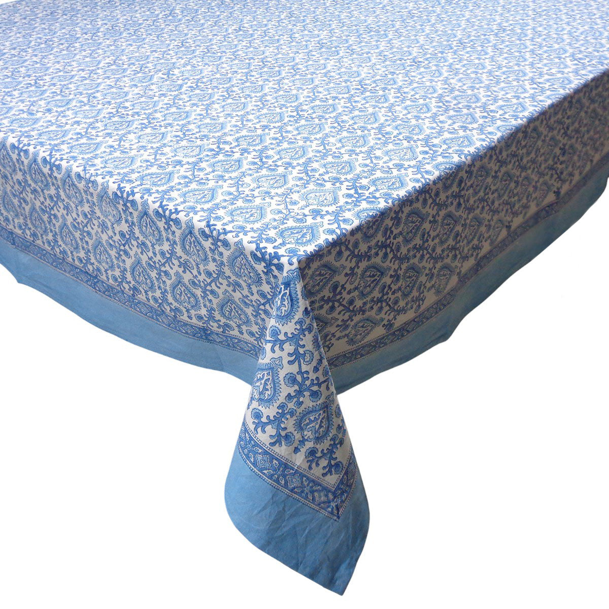 Wood Block Printed Handmade Tablecloth 150x220 cms | Mughal Blue 202521