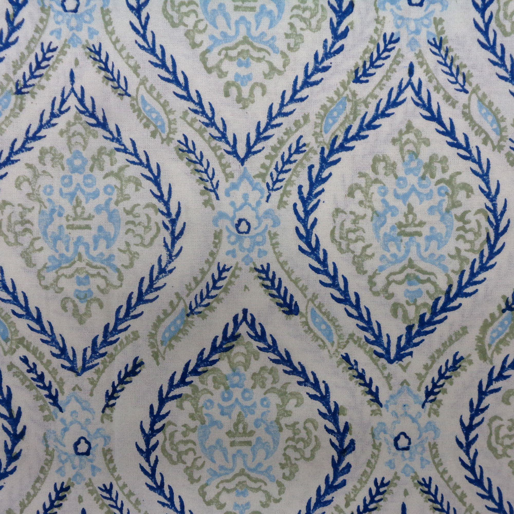 Wood Block Printed Handmade Tablecloth 150x220 cms | Ogee Cerulean Blue 202518