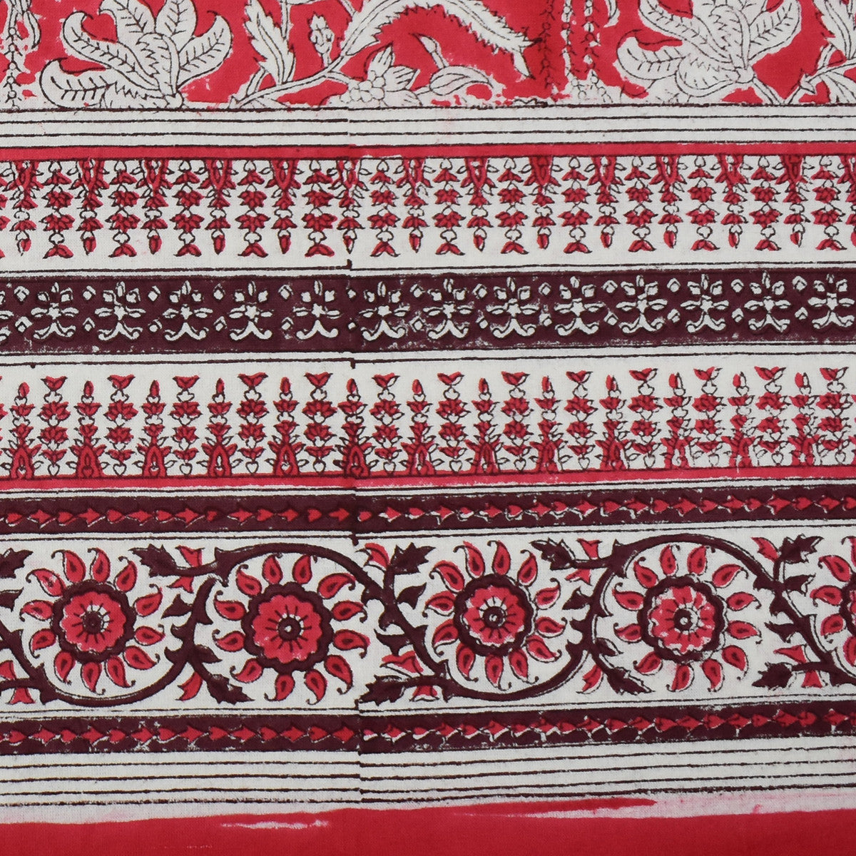 Wood Block Printed Handmade Tablecloth 150x220 cms | Wild Flower Christmas 202515